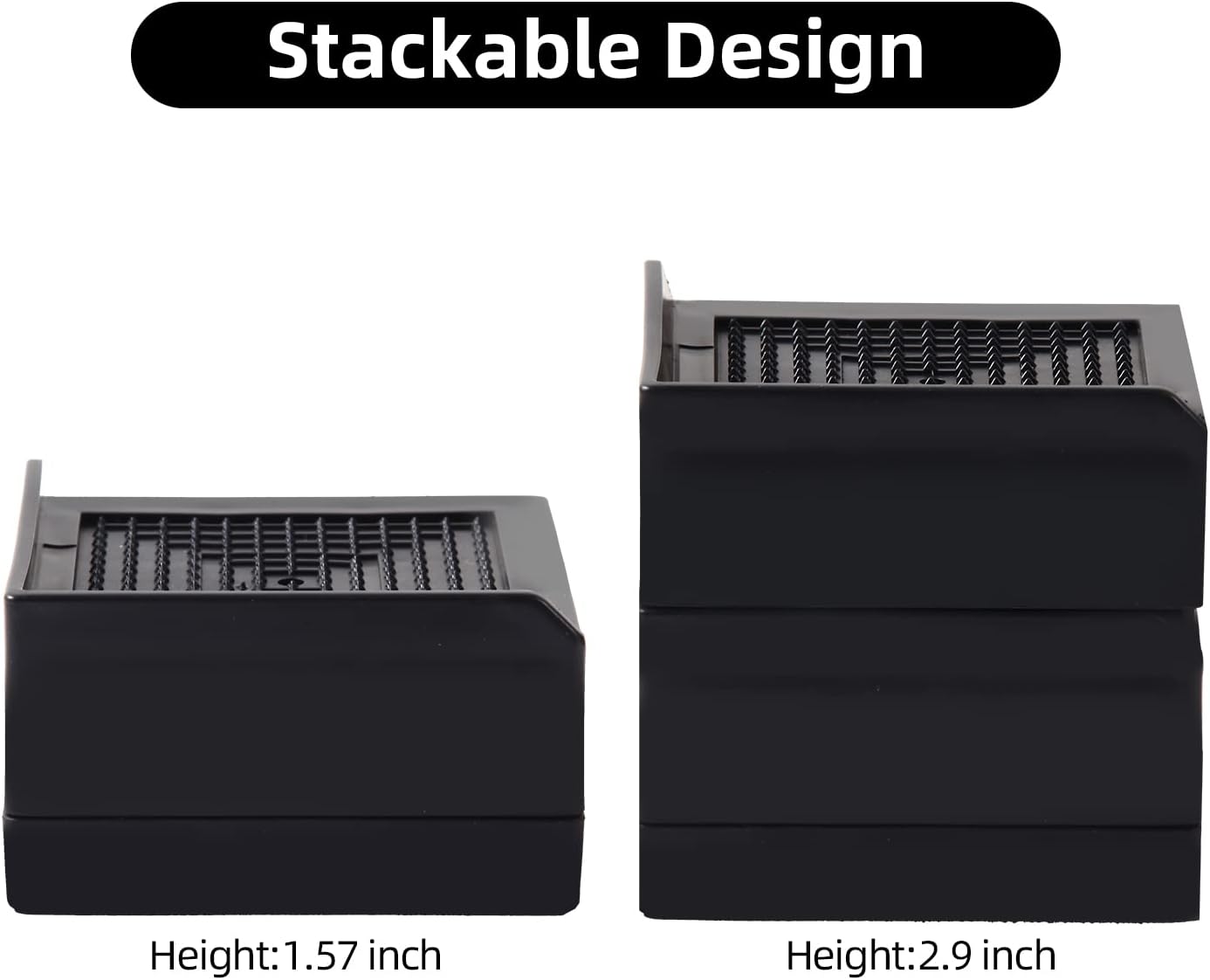 Diveken 15 Heavy-Duty Furniture Risers for Beds Desks Sofa Table and more Black Set of 4