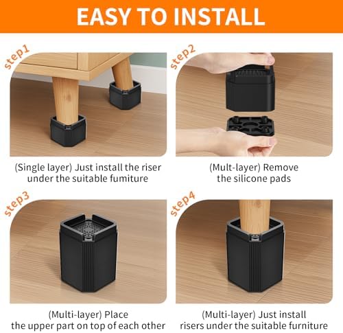 Adjustable Bed Risers for 2-4 Inch Legs
