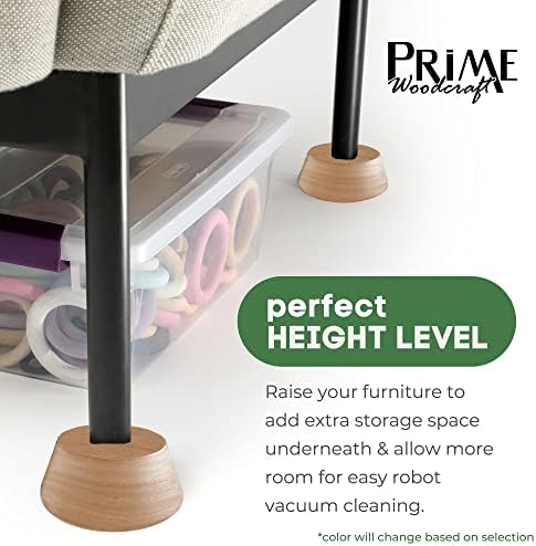 1 Inch Extra HeightFourSafeWalnut Wood Risers for Bed Sofa and Desk