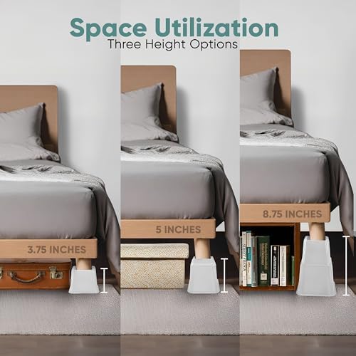 Home Intuition Heavy Duty Adjustable Bed Risers 4 Pack