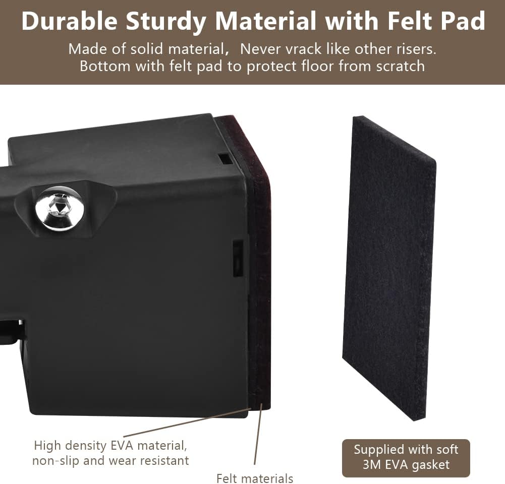 AUAUY Bed Risers 2 Inches Adjustable Clamp Mount for Square or Round Chair Legs