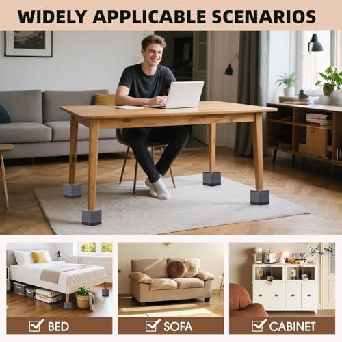 Adjustable Bed Riser for 15-3 inches Durable Non-Slip for Beds Sofas Load up to 4000 lbs Grey