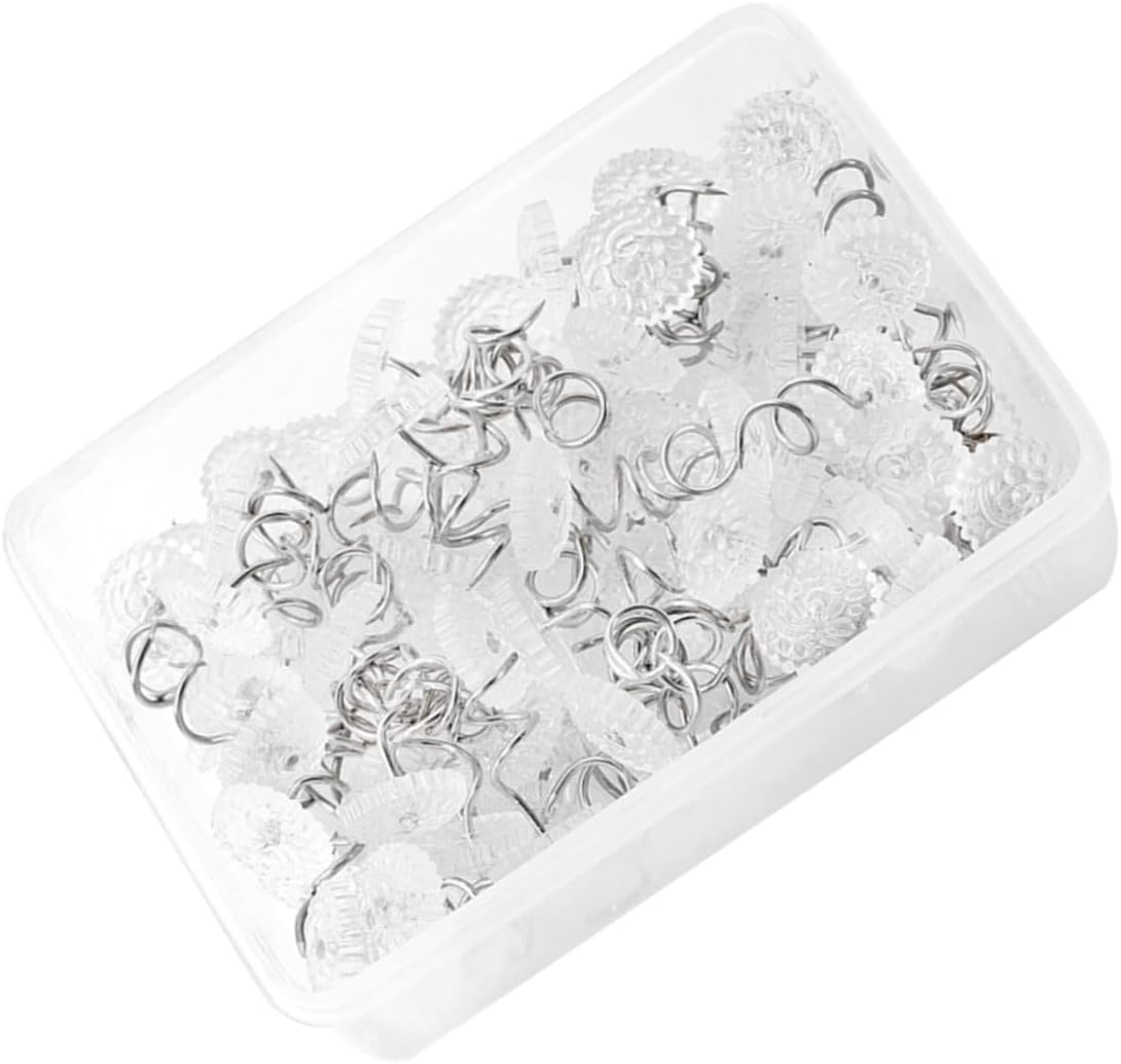 VOSAREA 100Pc Transparent Stainless Steel Upholstery Pins for Sofa Cushions Non-Marking Fixation Nails