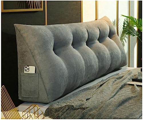 EORNOW Wedge Reading Pillow Headboard for Bed Rest Side Pocket Design Removable Cover