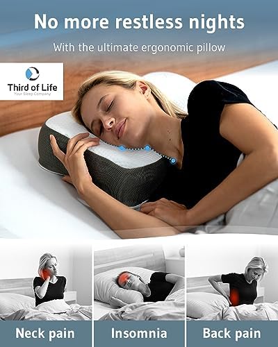 Memory Foam Travel Pillow with Activated Charcoal for Ergonomic Support and Stress Reduction by Third of Life