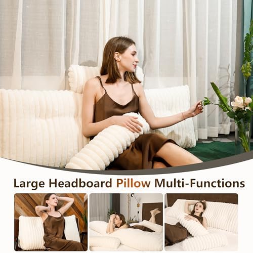 Ergonomic Faux Fur Headboard Pillow Premium Reading Comfort and Style