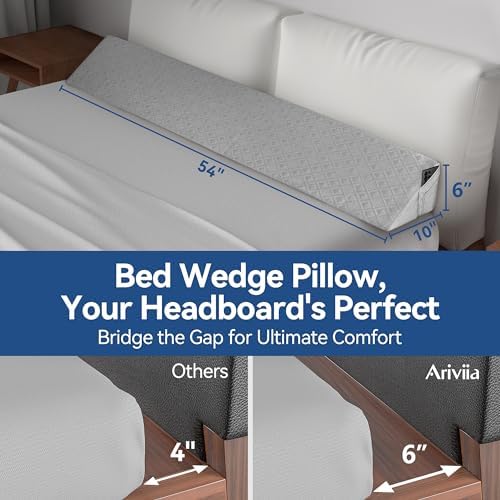 Ariviia Bed Wedge Pillow for Full Size Headboard Gap Filler Grey