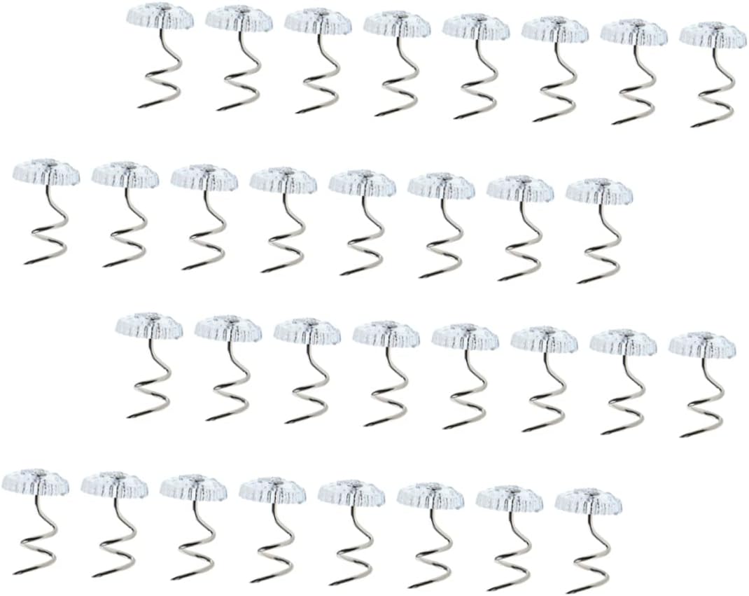 PRETYZOOM60-Piece Clear Twisting Push Pins for Bed Skirts and Sofa Covers - Easy to Remove and Install