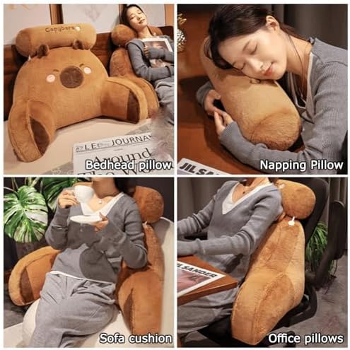 Cute Animal Reading Pillow with Armrests for Relaxation