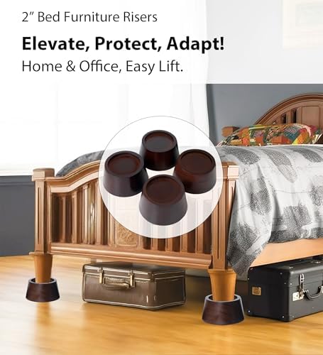 bed risers Premium Pine Wood Support 2 Inch Lift Heavy-Duty Dark Brown