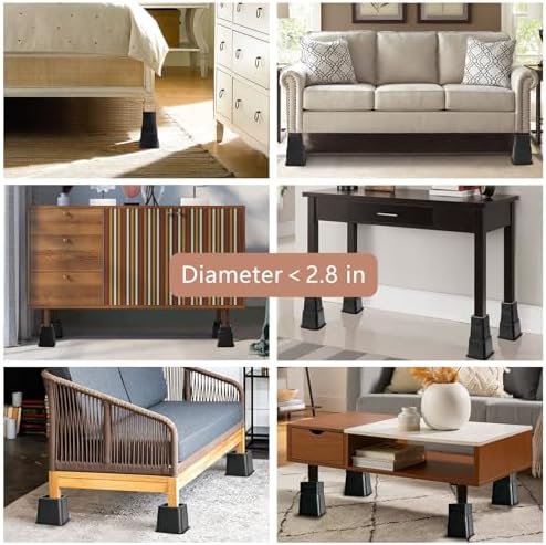 Adjustable Bed Risers for couches tables 6000 lbs load Black