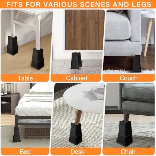 Shouwuhho Bed Risers 12 Inch Heavy Duty 4 Pack Black