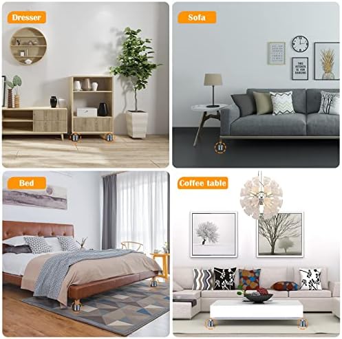 Adjustable 1-Inch Metal Bed Risers with Non-Slip silicone Pads for Sofa and Beyond