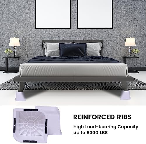 4 Inch Bed Risers 4 Pack White Heavy Duty Support Up to 6000 Lbs