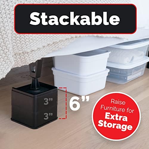 iPrimio Bed Riser Blocks 3 Inch Lift Heavy Duty 6 Pack 6000lbs Capacity