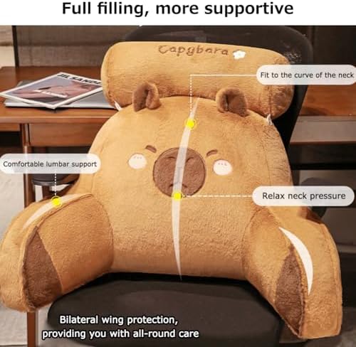 Cute Animal Reading Pillow with Armrests for Relaxation