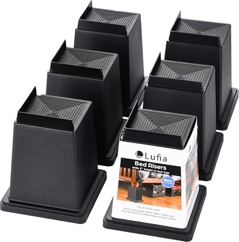 6-inch Heavy Duty Bed Risers 6-Pack Set