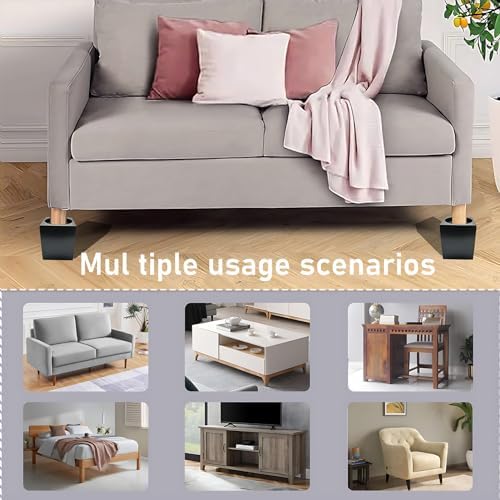 ECOGREDA Wood Bed Riser 4 Inch Heavy Duty For SofaCouchTableChair Base