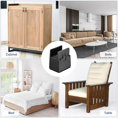 4-Piece Black Bed Risers Adjustable Sturdy for 5000 lbs Perfect for Home Kitchen