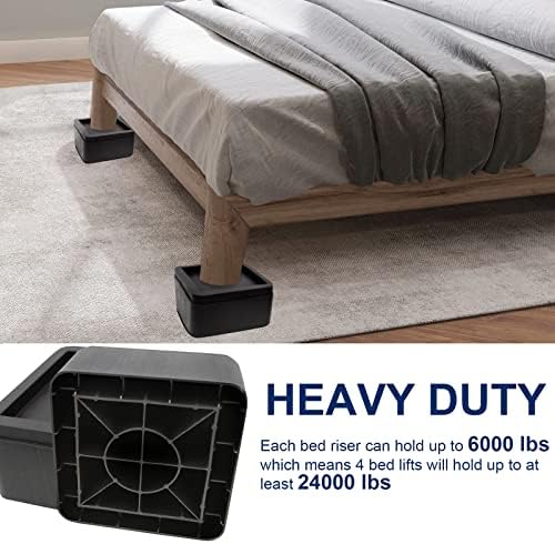 Premium 3-Inch Over_SIZE Bed Riser for 6000lbs with Stackable Design