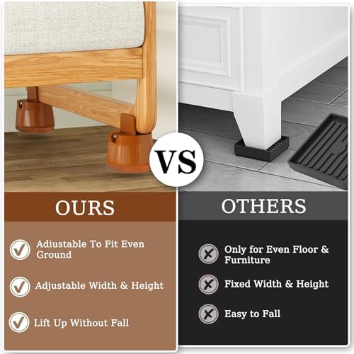 Premium Heavy Duty Bed Risers for Height Adjustment Extra Storage