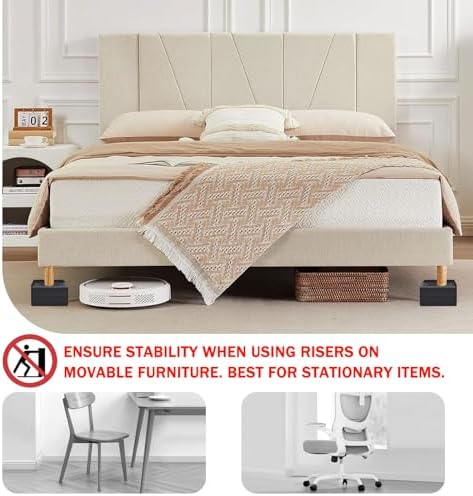 Sturdy Heavy Duty Bed Risers for Beds Sofas and Tables 4-Pack with Non-Slip Design
