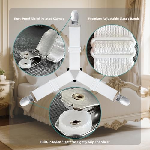 Adjustable Bed Sheet Retainer Straps for mattress stability
