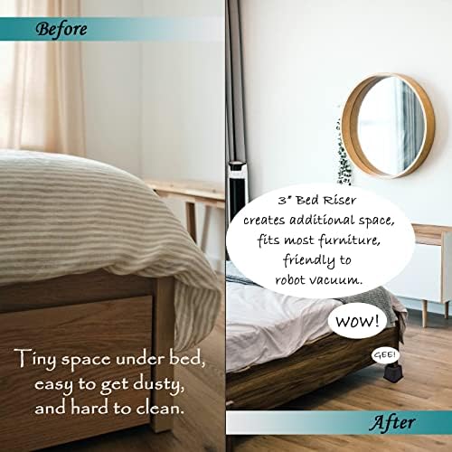 4-Piece Bed Riser Set - Heavy Duty Bed risers for Sofa Desk and Storage Space