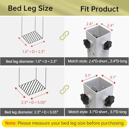 4-Piece Metal Dorm Bed Risers 23 Diameter Riser for College Dorm