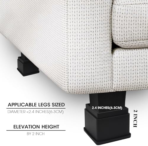 Adjustable Bed Risers 2 Inch Set of 8 with Rubber Pads