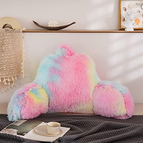 Comfortable Faux Fur Reading Pillow with Adjustable Support for Adults and Kids
