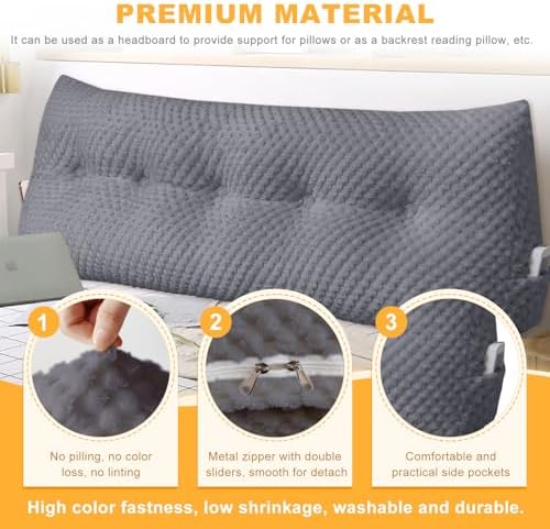 Ergonomic Support Headboard Pillow WUIOYNF 24x8x20in DarkGray
