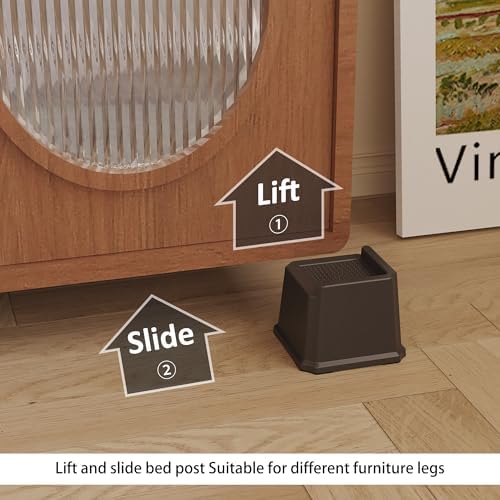 3-Inch Heavy Duty Bed Risers Set of 6 L-Shaped for Sofa Chair Desk Black Easy to Use Safe for Wood Floors