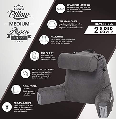 Adjustable Memory Foam Husband Pillow with Detachable Neck Roll
