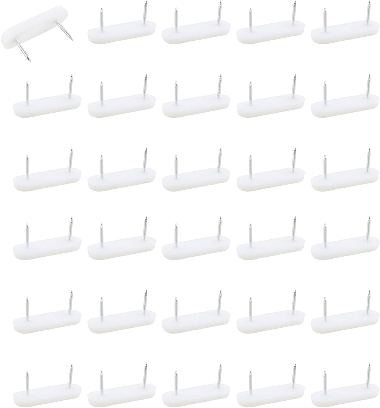 30PCS White Thickened Plastic Chair Foot Pegs for Furniture Beds and Skirts Durable Fixing Pins for Chairs or Tables