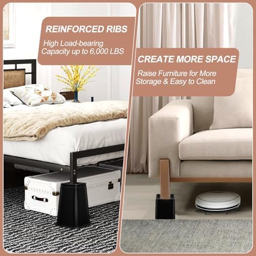 Set of 4 12 Inch Heavy Duty Bed Risers Black
