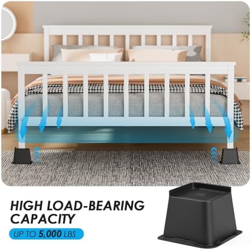 Premium 4-Inch PP Bed Risers - Heavy Duty and Slip-Resistant for Home and Office furniture