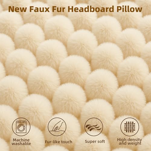 Ergonomic Faux Fur Headboard Pillow Premium Reading Comfort and Style