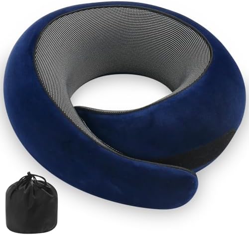 Premium Memory Foam Travel Neck Pillow Dark Blue