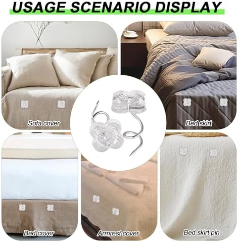 100-Piece Bed Skirt Pins Four-Leaf Clover Twist Pins for Upholstery Tacks and Slipcovers