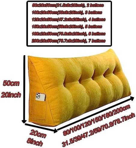 EORNOW Wedge Reading Pillow Headboard for Bed Rest Side Pocket Design Removable Cover