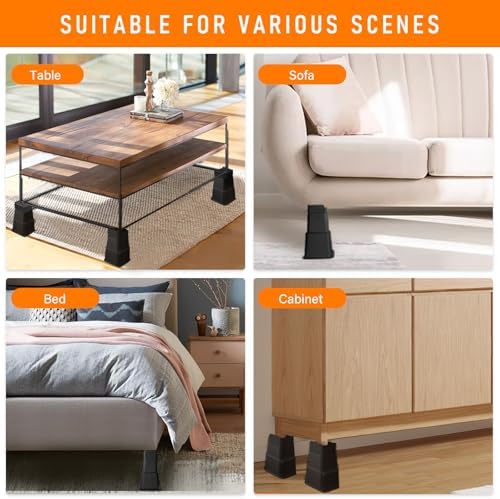 Shouwuhho Bed Risers 12 Inch Heavy Duty 4 Pack Black