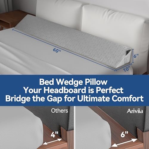 Ariviia Bed Wedge Pillow for Headboard Queen Size 60x10x6in