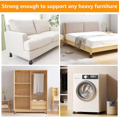 Adjustable Bed Risers for Beds Non-Slip Vibration Reduction 4-Pack Bed Riser Set