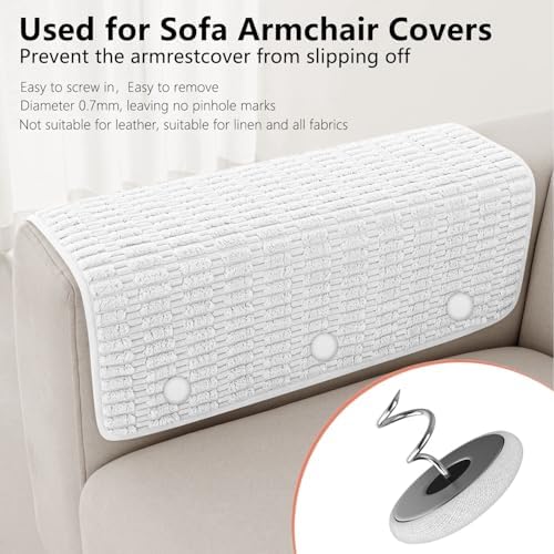 AHAILUOO 12 Colors 100 Fabric Covered Button Twist Pins for Sofa Upholstery and Bed Skirts - Rice White