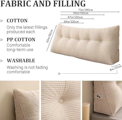 Perfect for Throws Back Support Reading Headboard Pillow