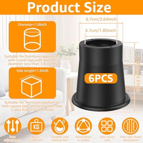 Adjustable Bed Risers for Beds Non-Slip Vibration Reduction 4-Pack Bed Riser Set