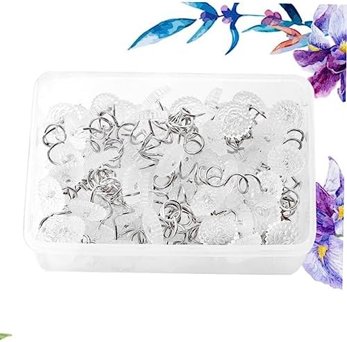 VOSAREA 100Pc Transparent Stainless Steel Upholstery Pins for Sofa Cushions Non-Marking Fixation Nails