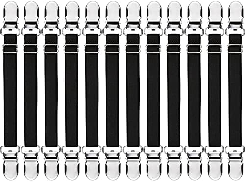 12-Piece Black Bed Sheet Clips Corner Fasteners for Home Use