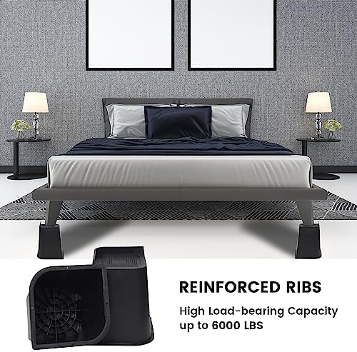 Industrial-Grade Bed Risers 8-Inch Rust-Proof for Sofa Table Chair Black 4-Pack